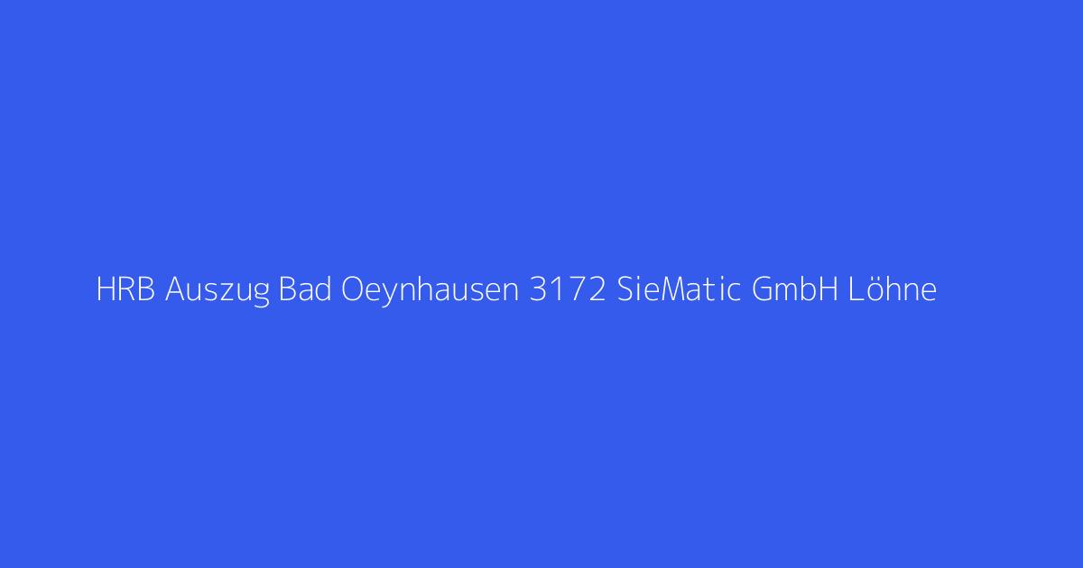 HRB Auszug Bad Oeynhausen 3172 SieMatic GmbH Löhne